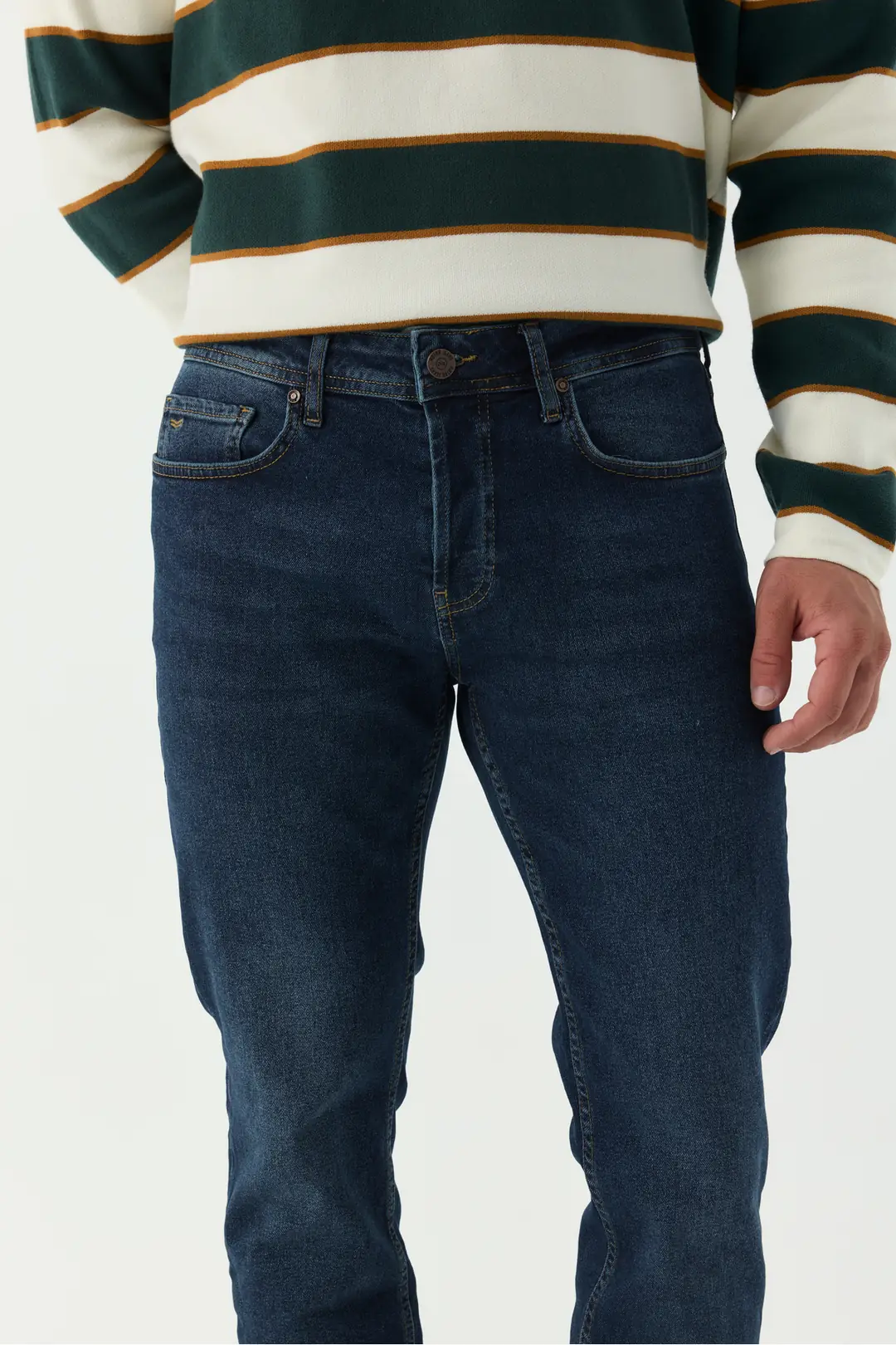 Straight Erkek Mavi 5 Cep Denim Jean Kot Pantolon