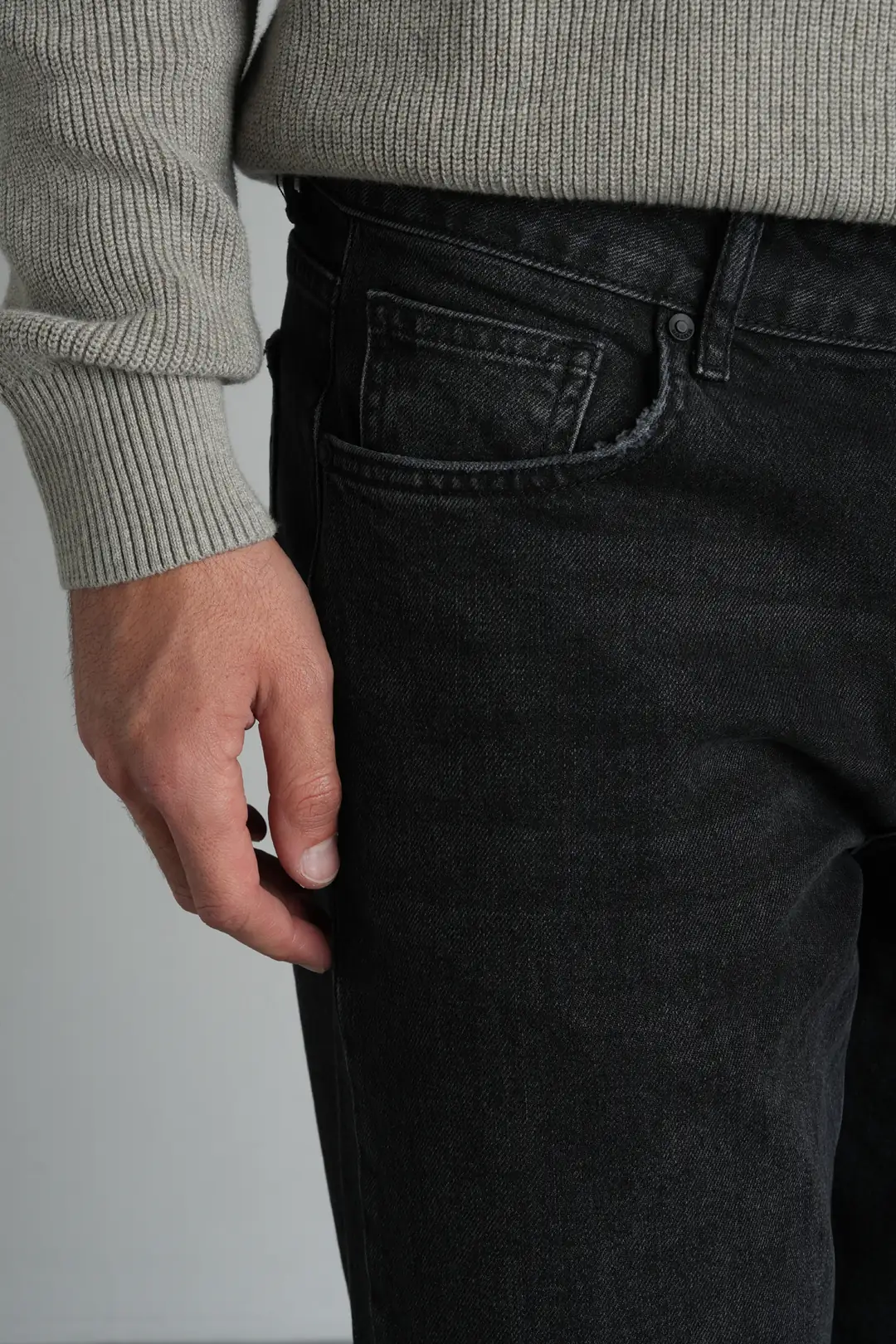 Antrasit Tapered Fit Normal Bel Likralı Erkek Jean Pantolon
