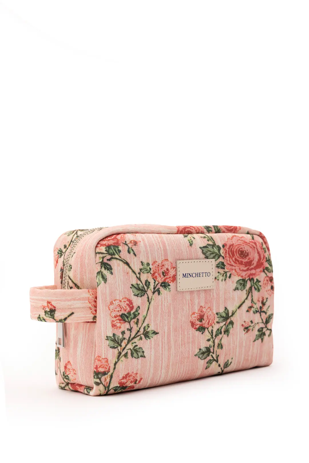 Aura Pembe Mini Floral Desenli Makyaj Çantası
