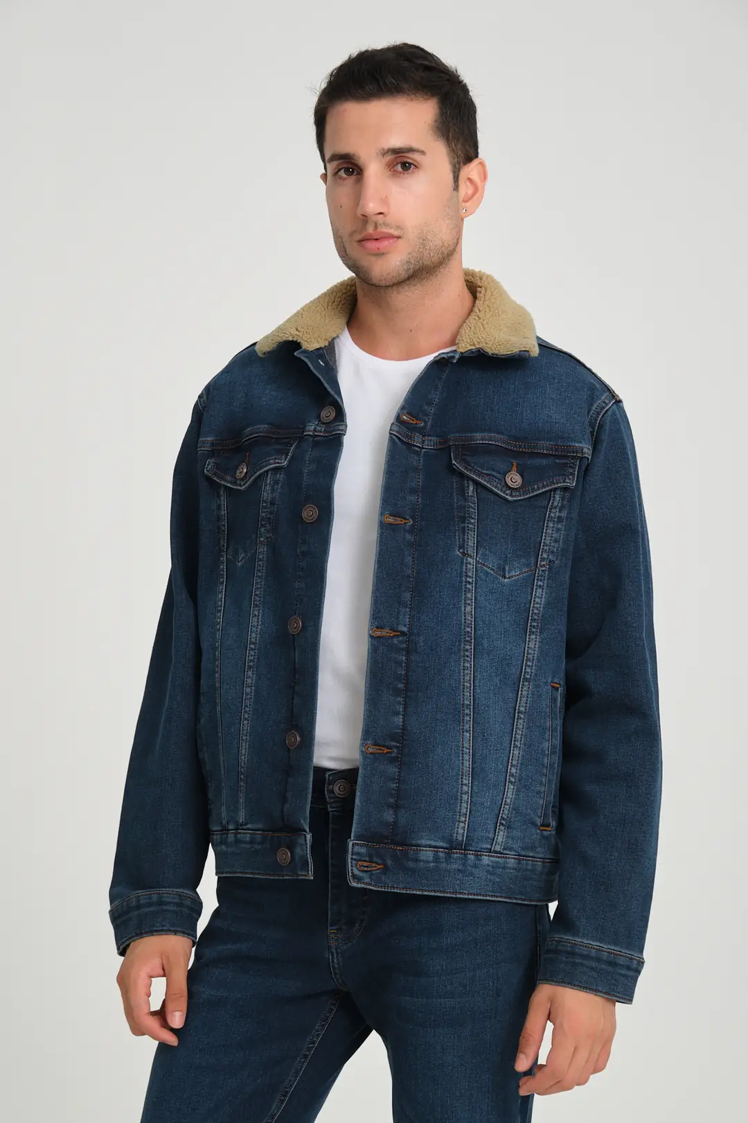 Günlük Erkek Klasik Strech Jean Young Kürklü Denim Şık Ceket