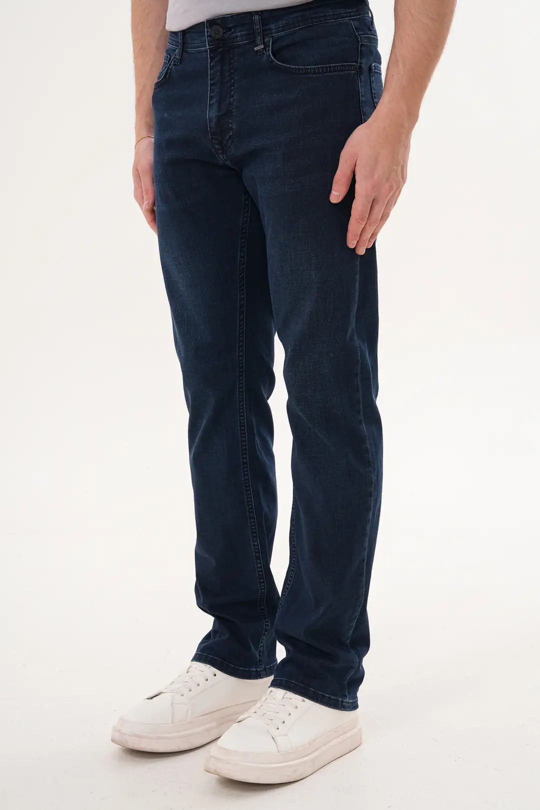 7005 - Erkek Yüksek Bel Straight Boru Paça Jean Pantolon