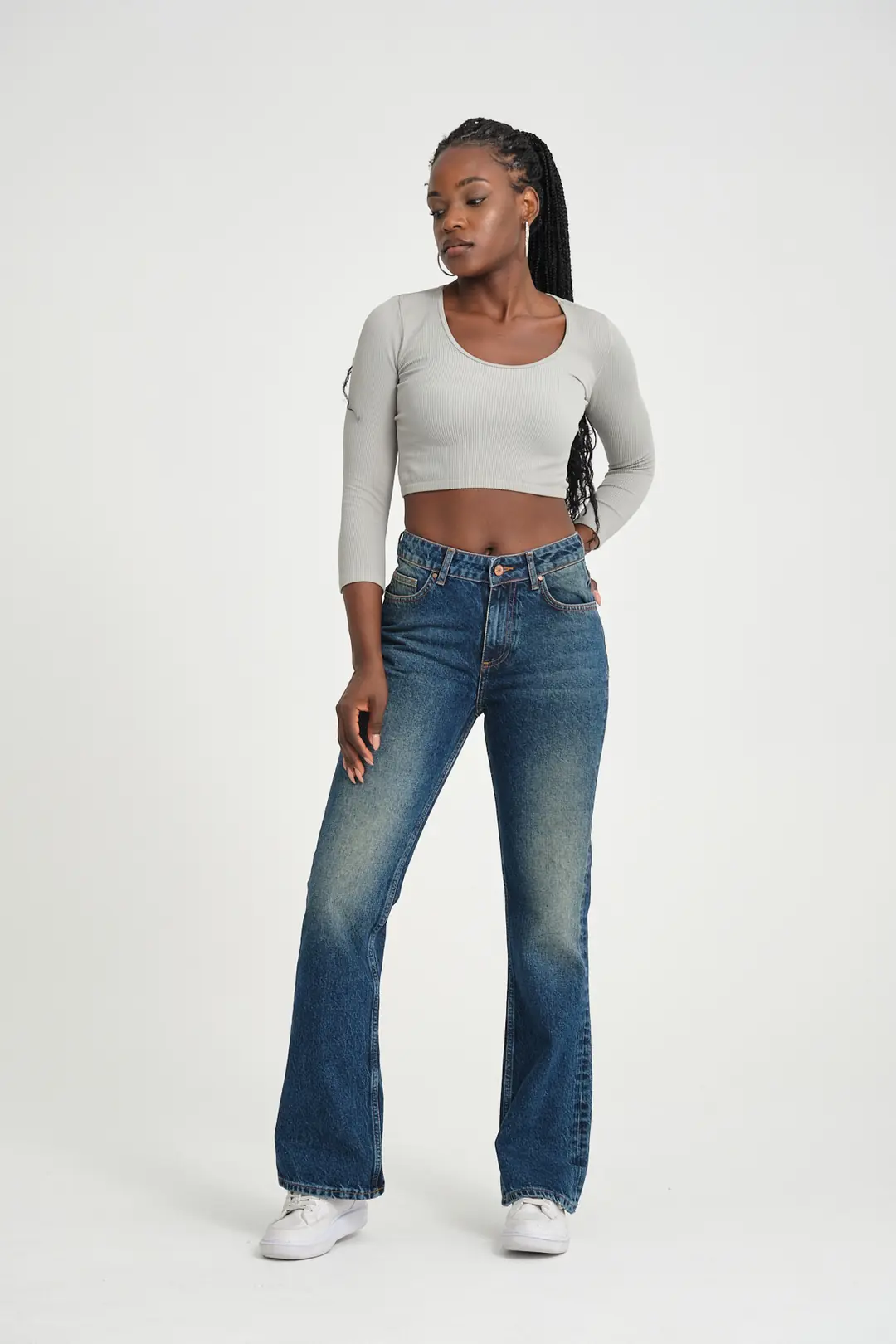 Ürün görseli: Flare Kadın Mavi Normal Bel 5 Cep Denim Jean Kot Pantolon