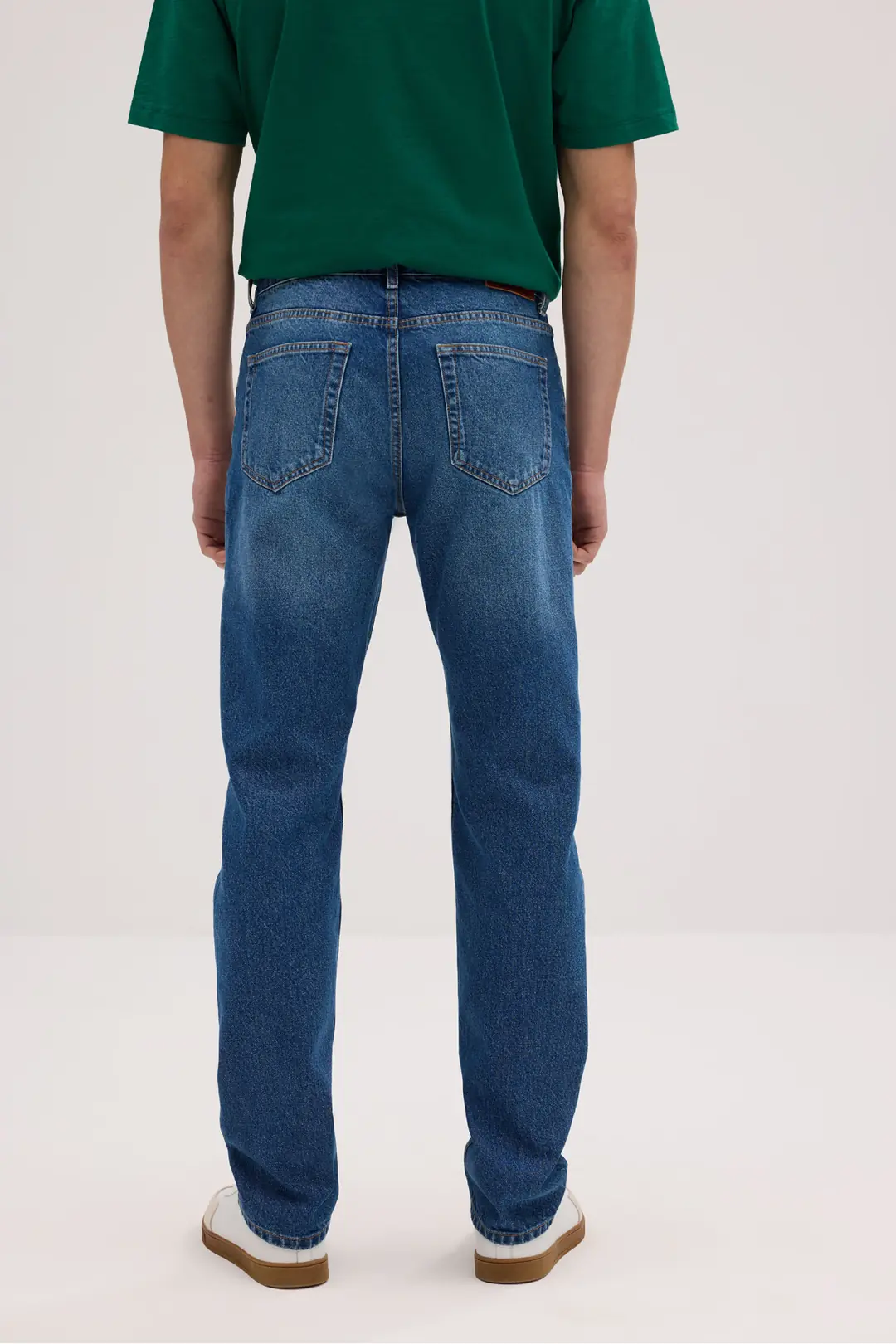 Straight Erkek Mavi Normal Bel 5 Cep Denim Jean Kot Pantolon