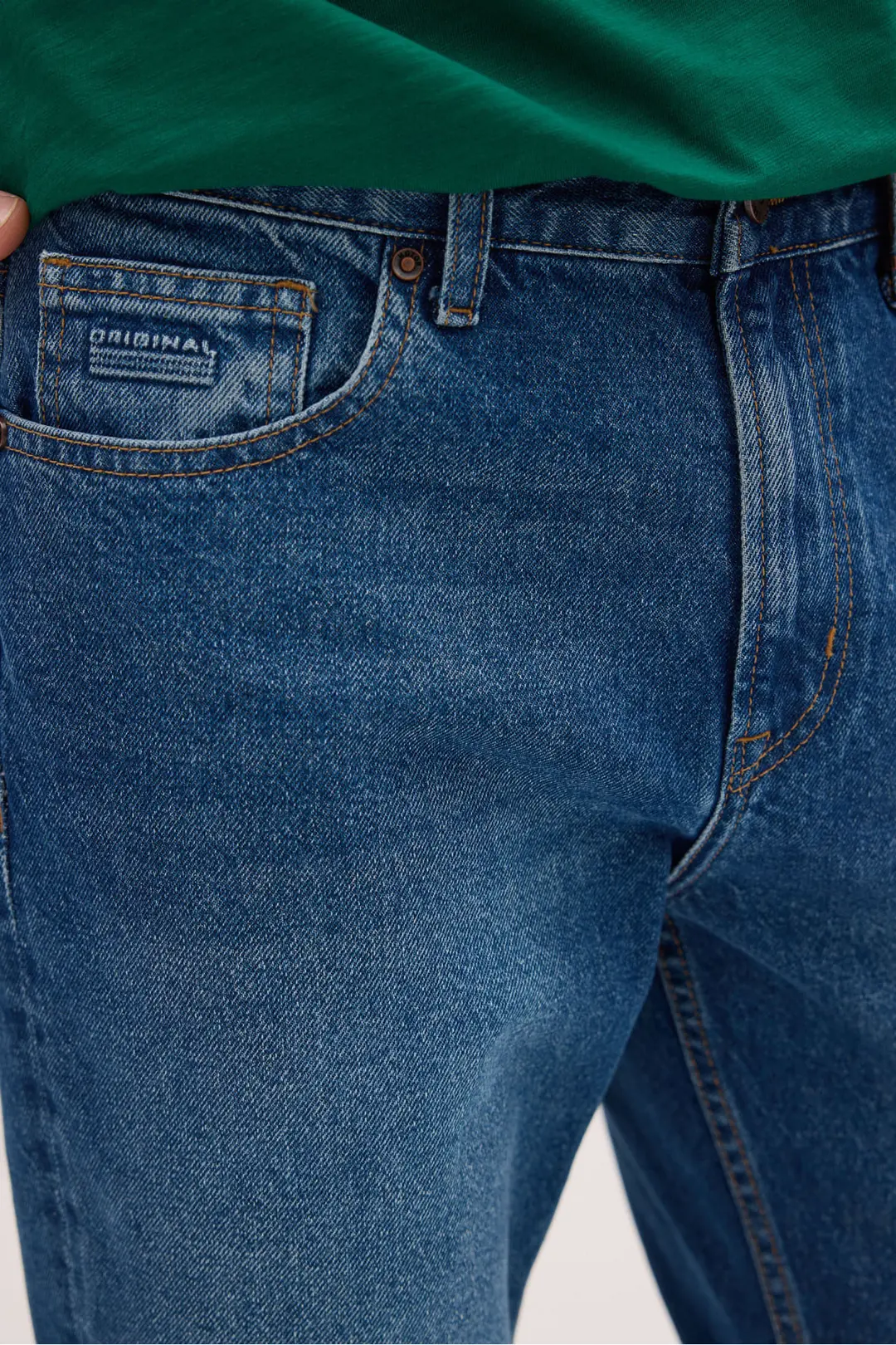 Straight Erkek Mavi Normal Bel 5 Cep Denim Jean Kot Pantolon
