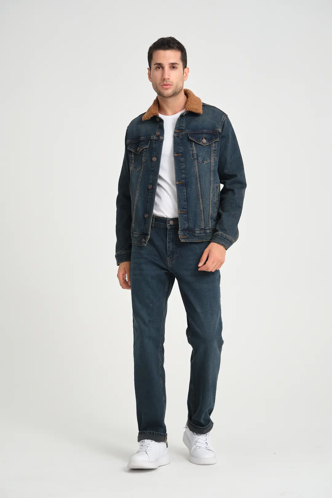 Günlük Erkek Klasik Strech Jean Young Kürklü Denim Şık Ceket