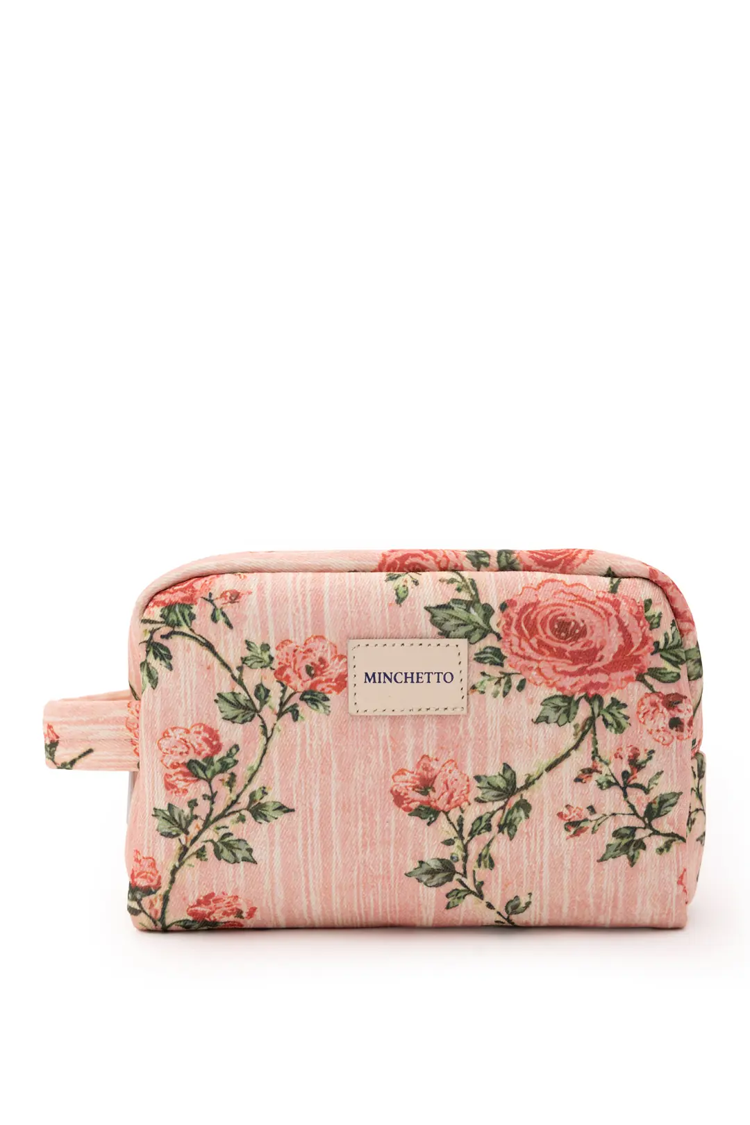 Ürün görseli: Aura Pembe Mini Floral Desenli Makyaj Çantası