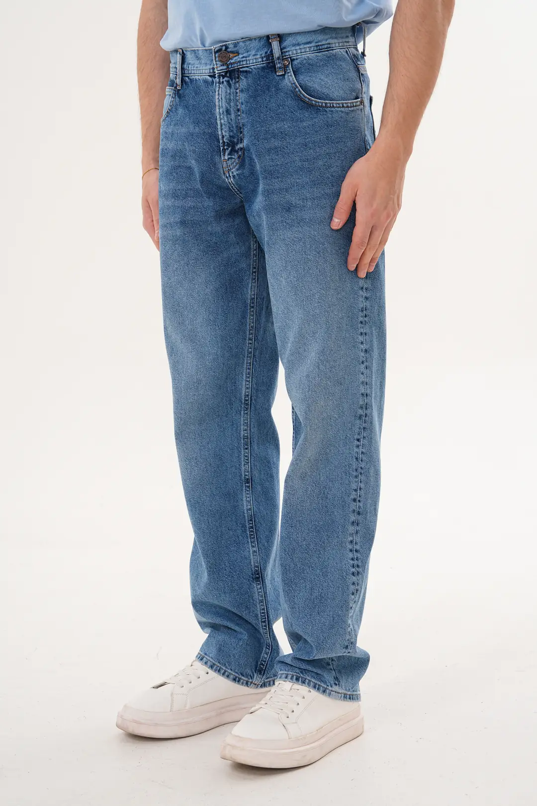 7021 - Erkek Baggy Fit Normal Bel  Geniş Paça Jean Pantolon