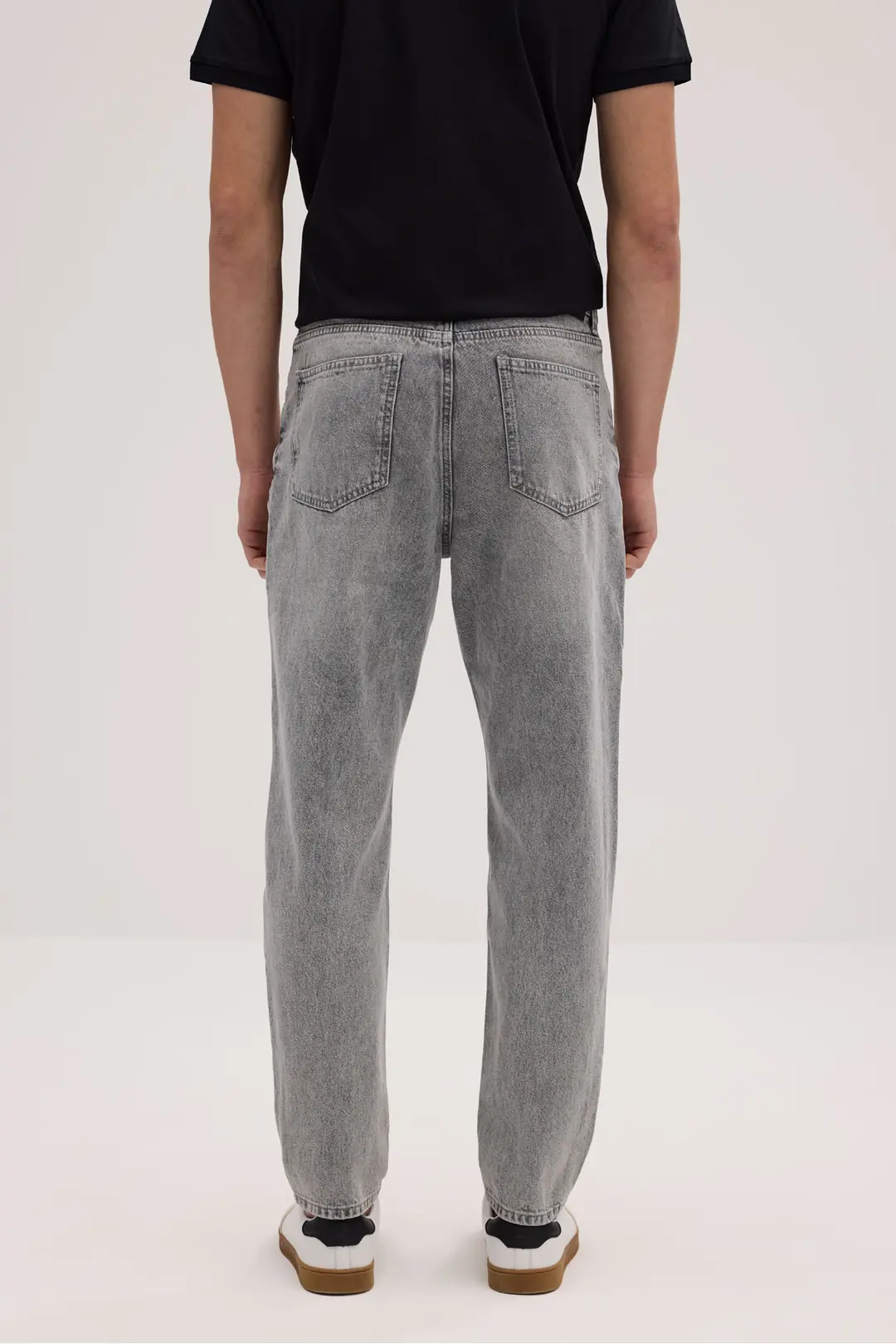 Tapered Erkek Gri 5 Cep Lycralı Taşlamalı Denim Jean Kot Pantolon