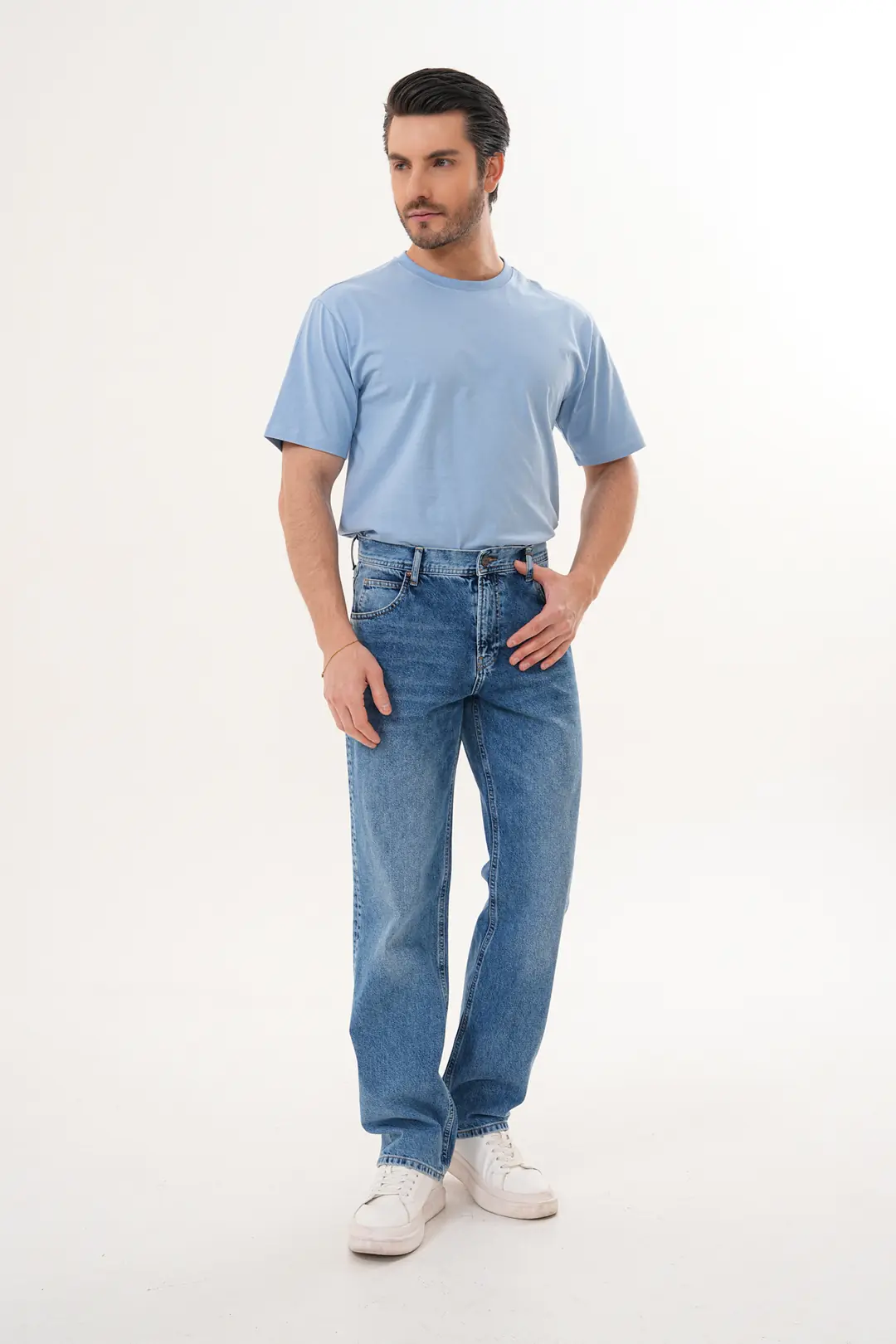7021 - Erkek Baggy Fit Normal Bel  Geniş Paça Jean Pantolon