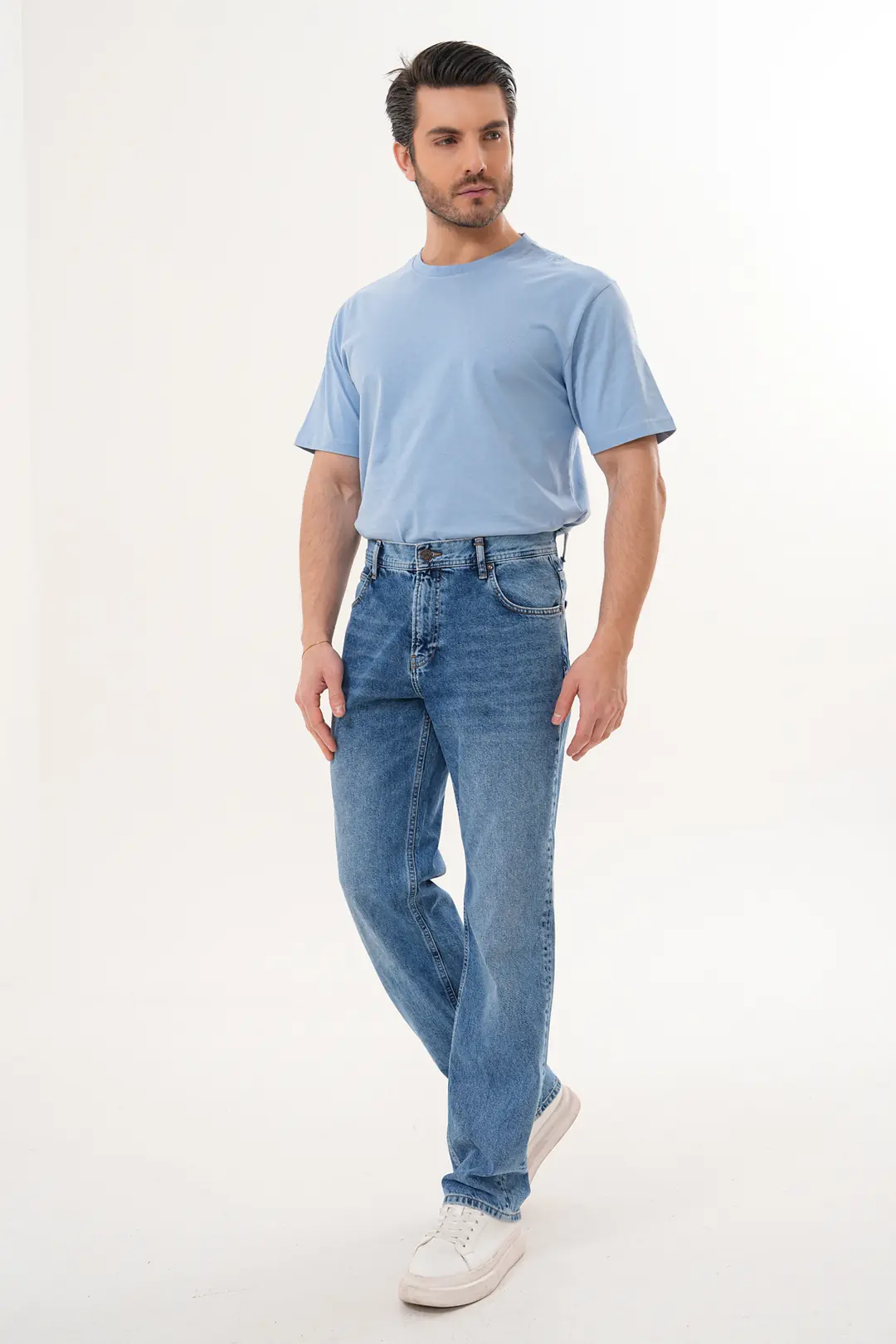 7021 - Erkek Baggy Fit Normal Bel  Geniş Paça Jean Pantolon