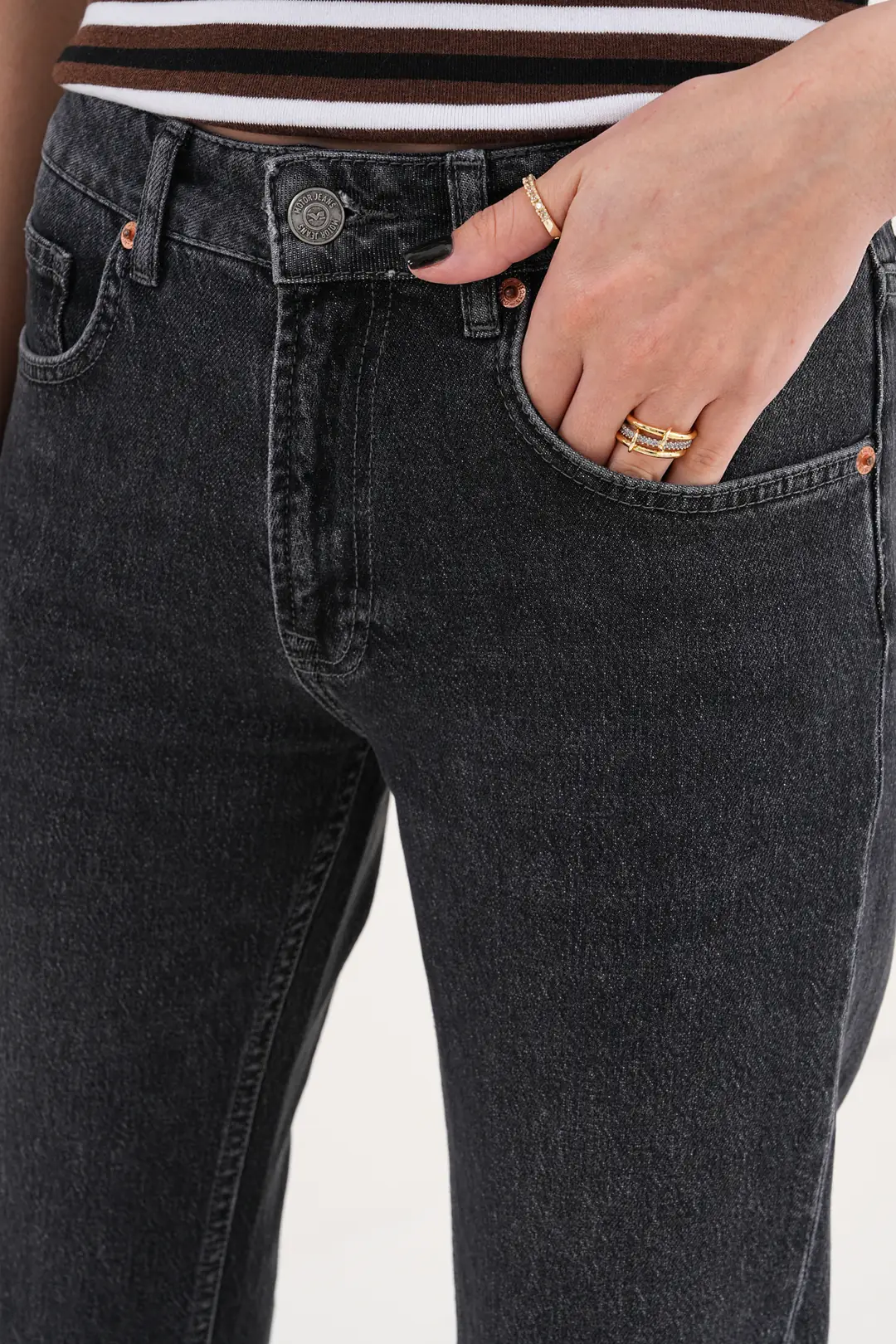 6030 - Kadın Normal Bel Straight Fit Boru Paça Jean Pantolon