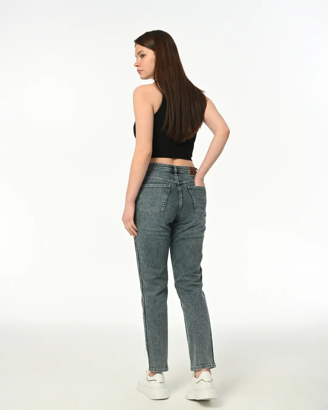 6102 - Kadın Mom Fit Yüksek Bel Bilek Boy Jean