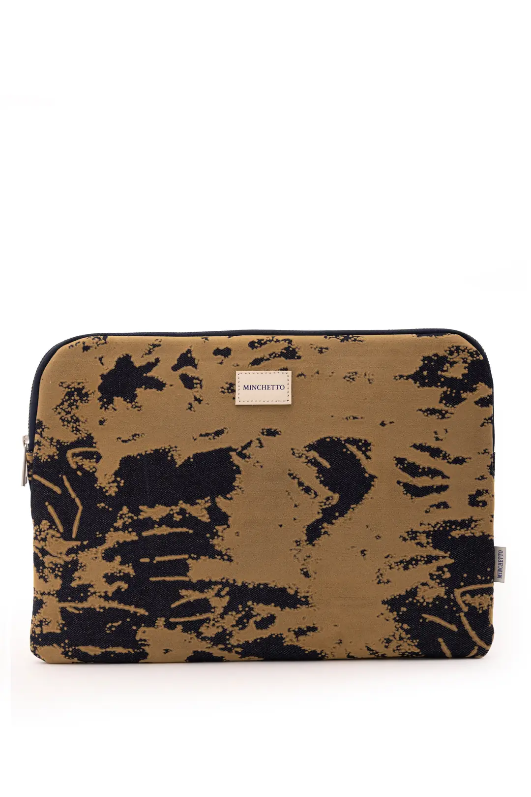 Ürün görseli: Forte 15-16 İnç Bej Flok Baskılı Denim Laptop Kılıfı