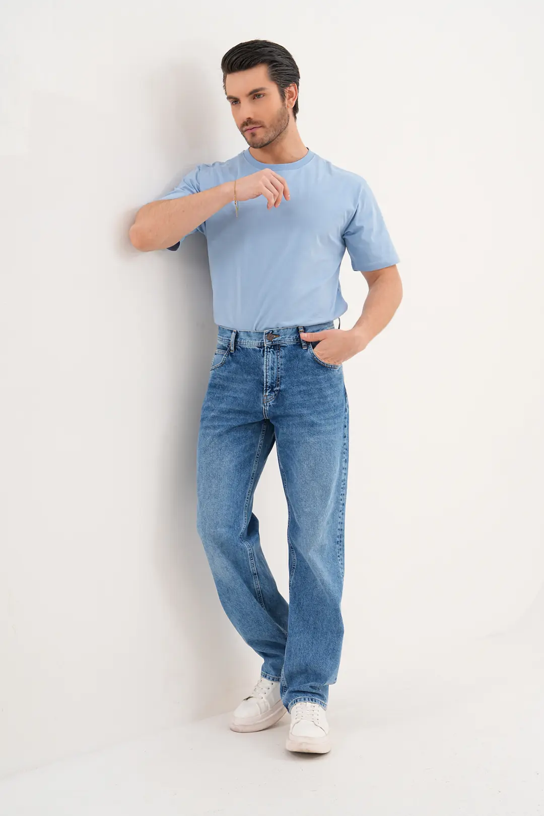 7021 - Erkek Baggy Fit Normal Bel  Geniş Paça Jean Pantolon