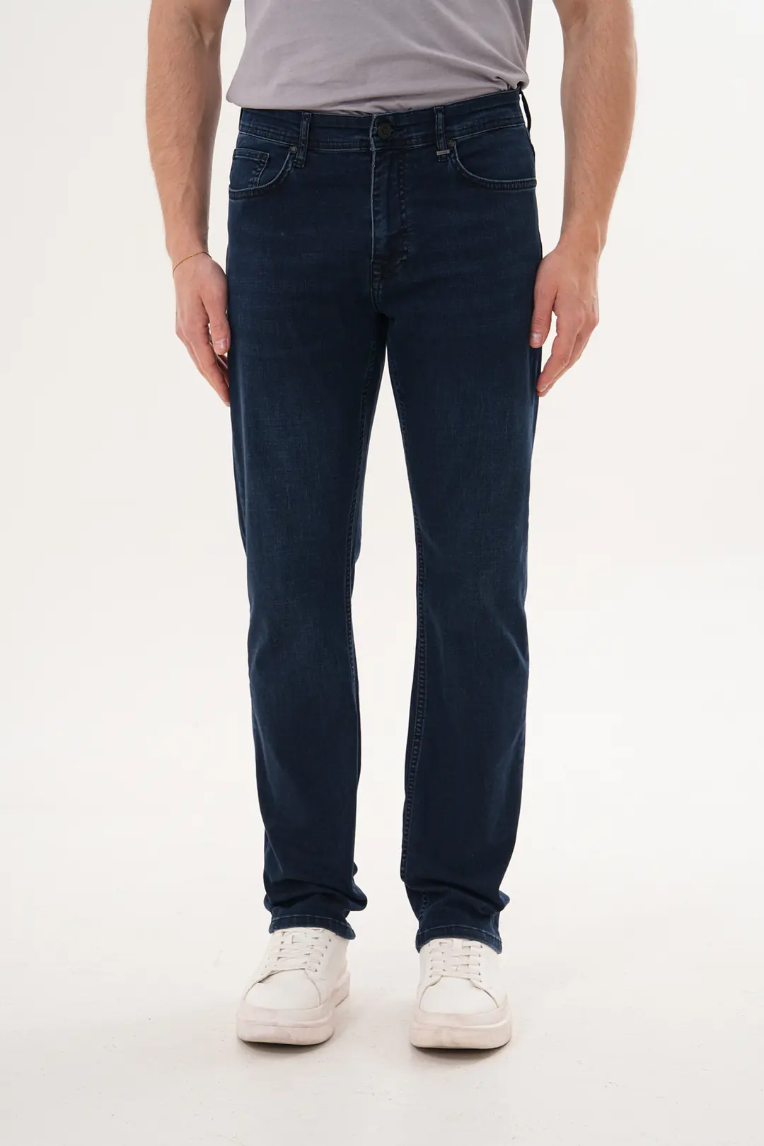 7005 - Erkek Yüksek Bel Straight Boru Paça Jean Pantolon