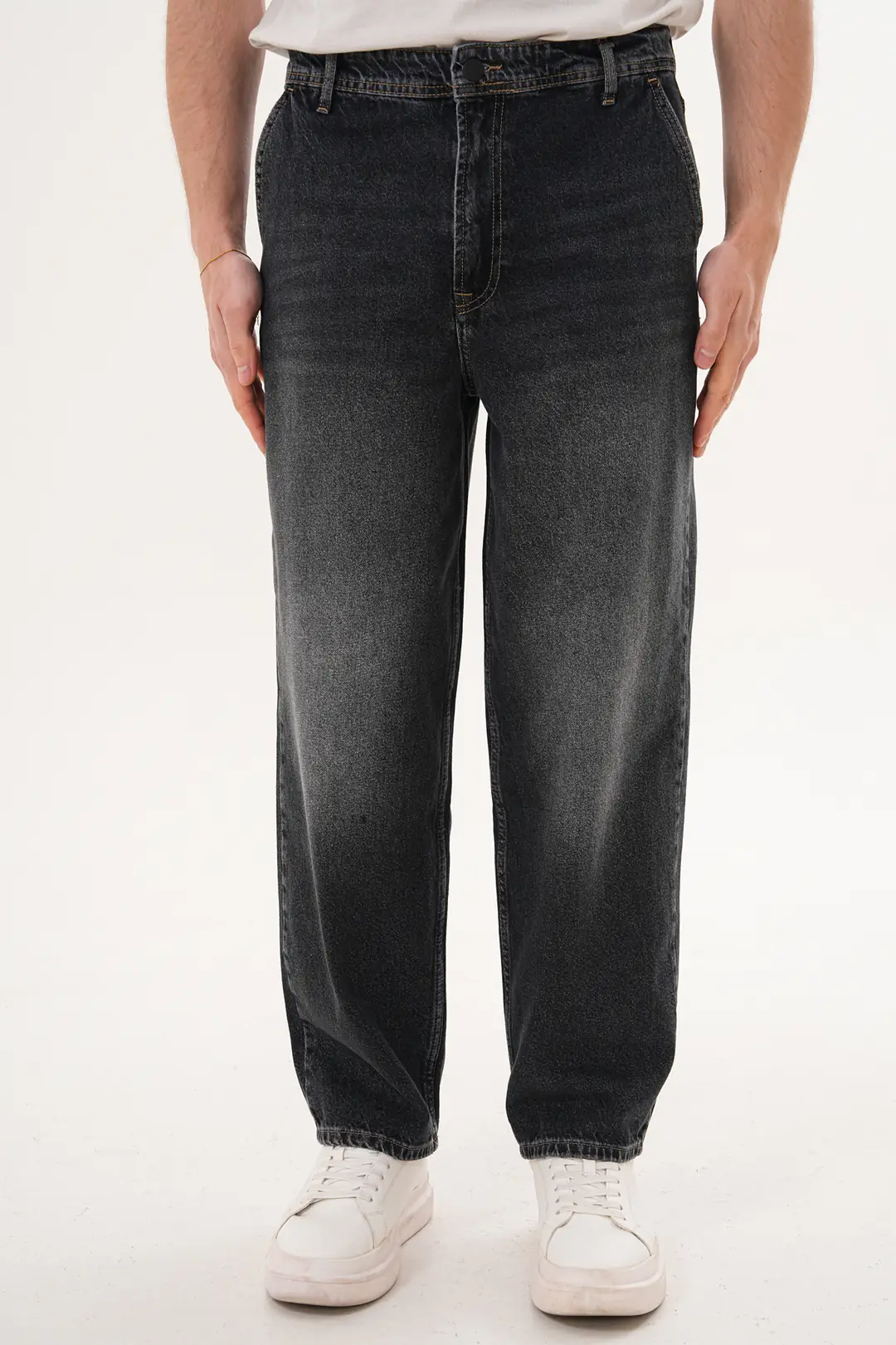 7012 - Erkek Yüksek Bel Skater Fit Geniş Paça Jean Pantolon