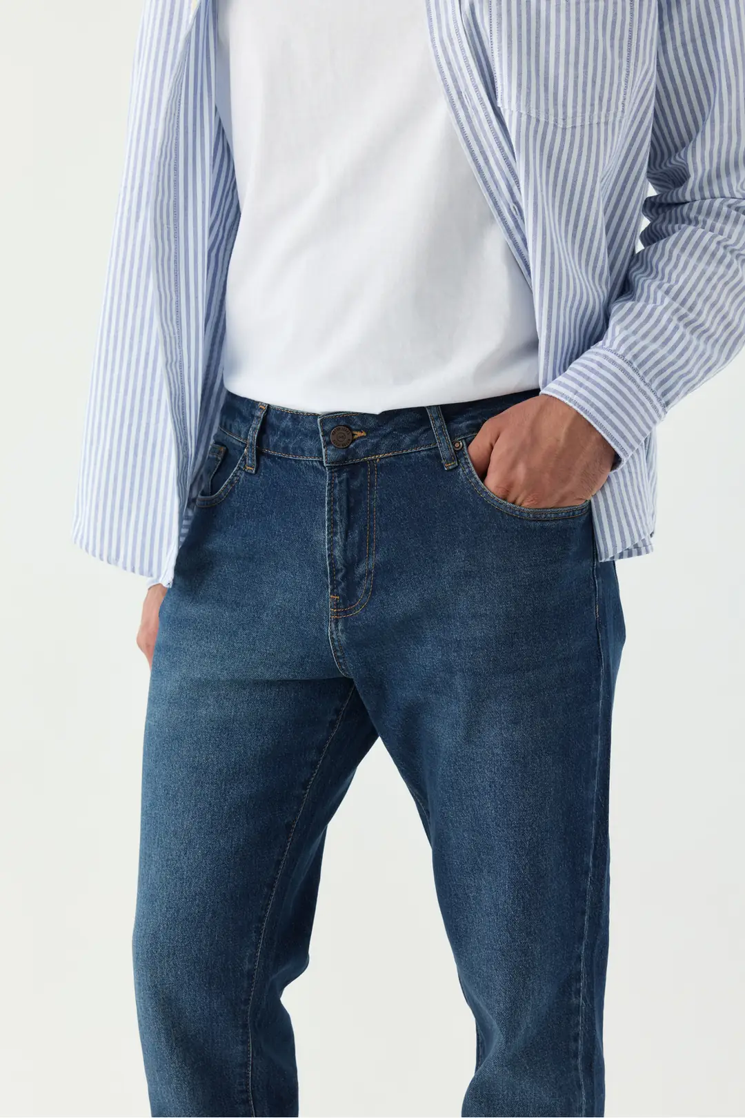 Erkek Carrot Fit Normal Bel Dar Paça Jean Pantolon