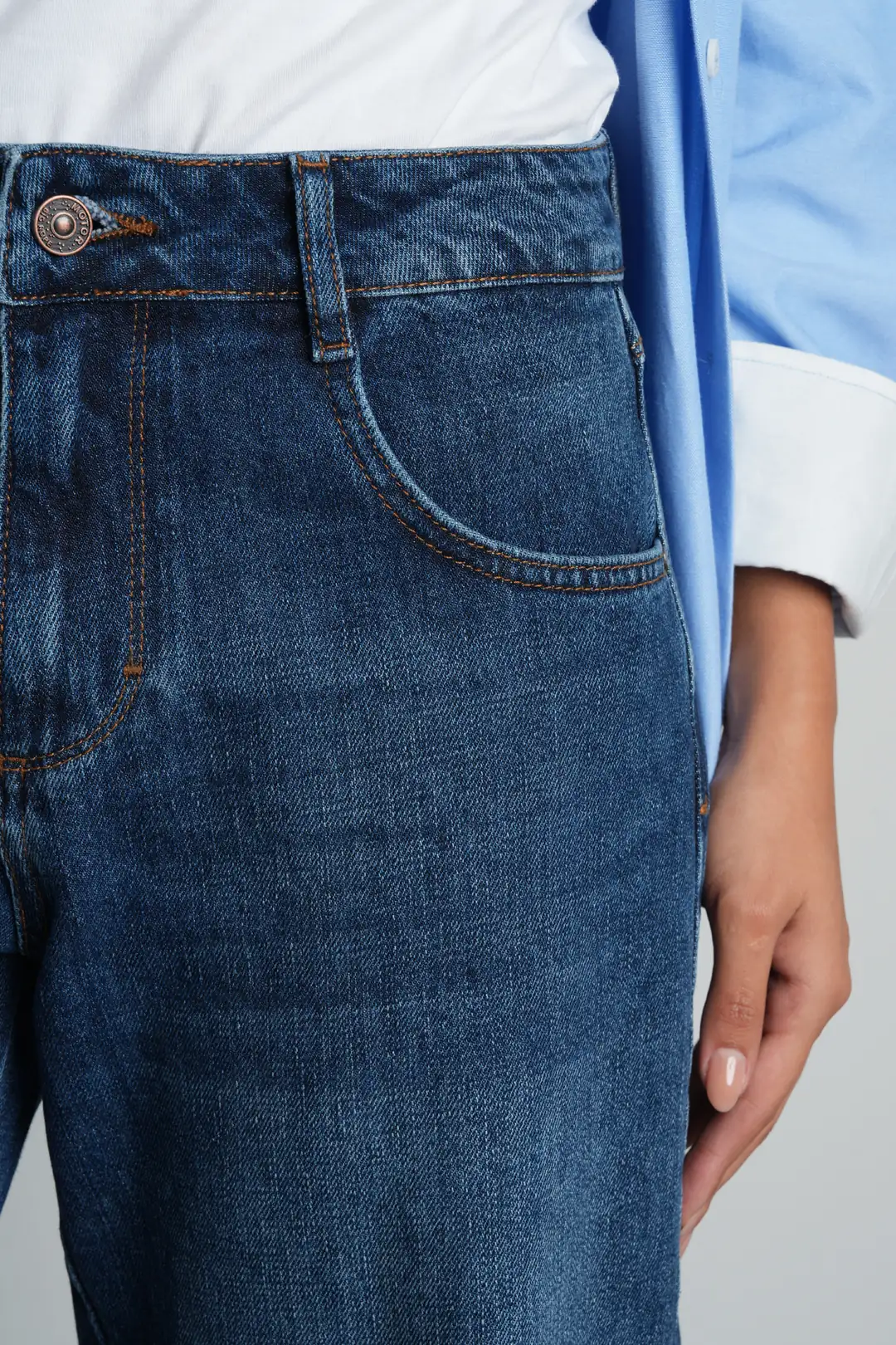 Mavi Balloon Fit Normal Bel Pamuklu Kadın Jean Pantolon