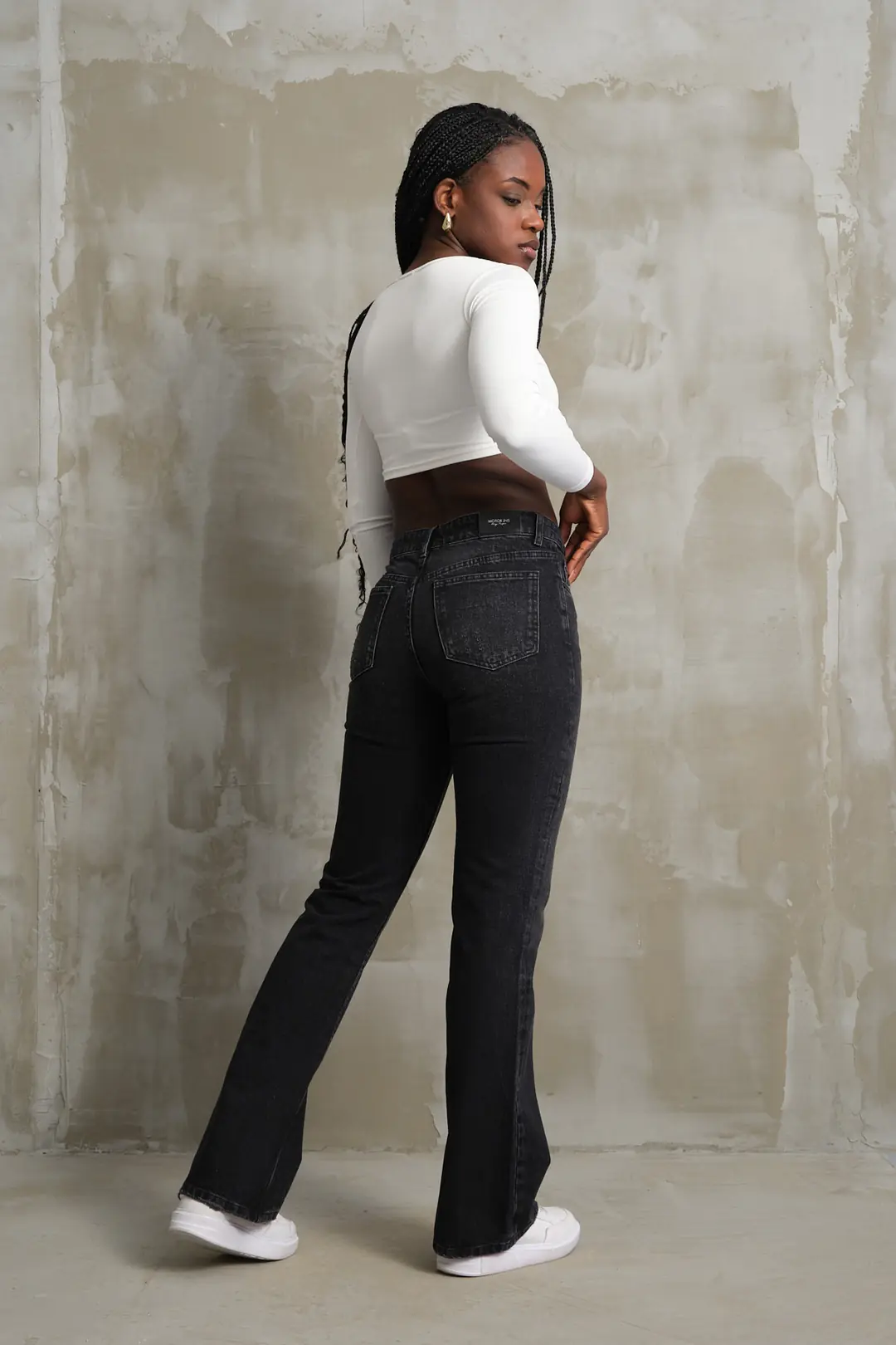Flare Kadın Siyah Rigid Normal Bel 5 Cep Denim Jean Kot Pantolon